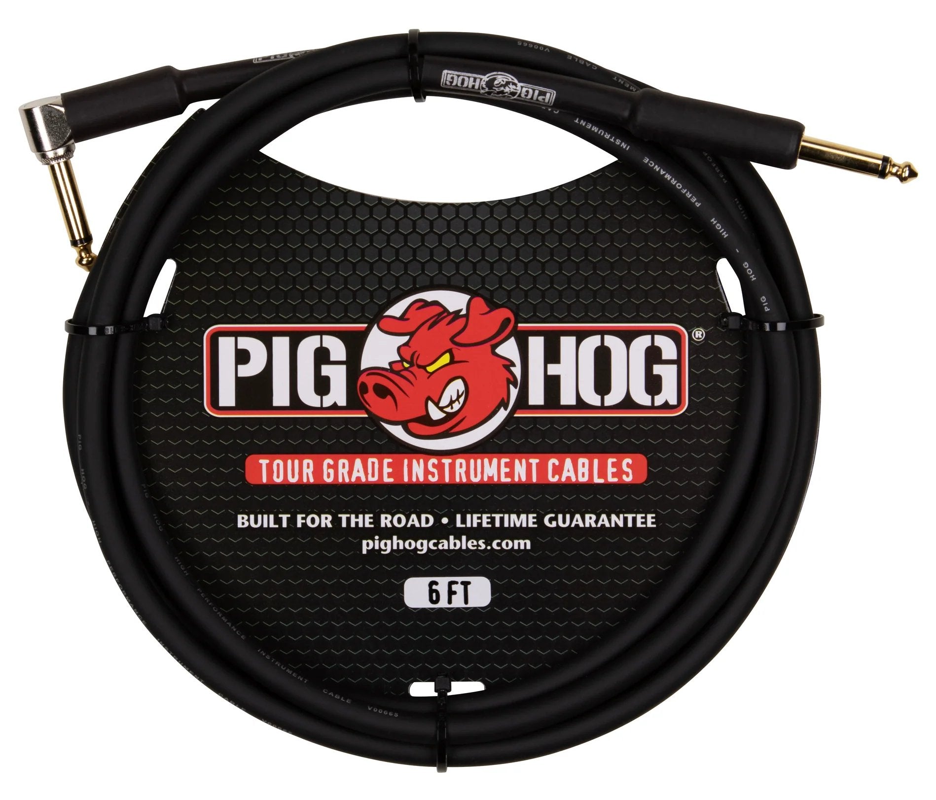 Pig Hog 6FT 1/4" - 1/4" Right Angle 8MM Instrument Cable