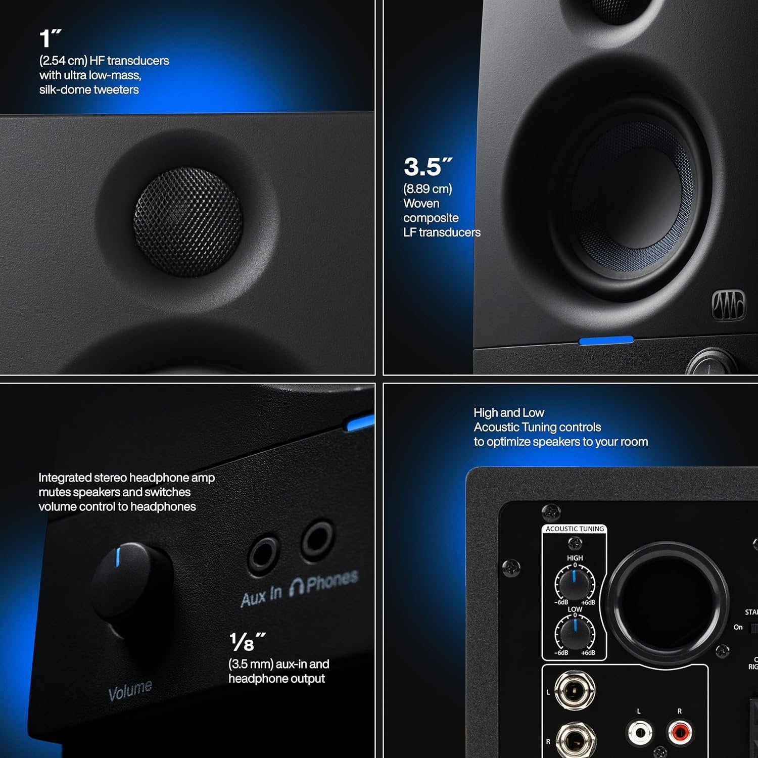 PreSonus Eris 3.5 Gen 2 — 3.5-inch Powered Desktop Speakers for Multimedia, Gaming, Studio-Quality Music Production, 50W Power