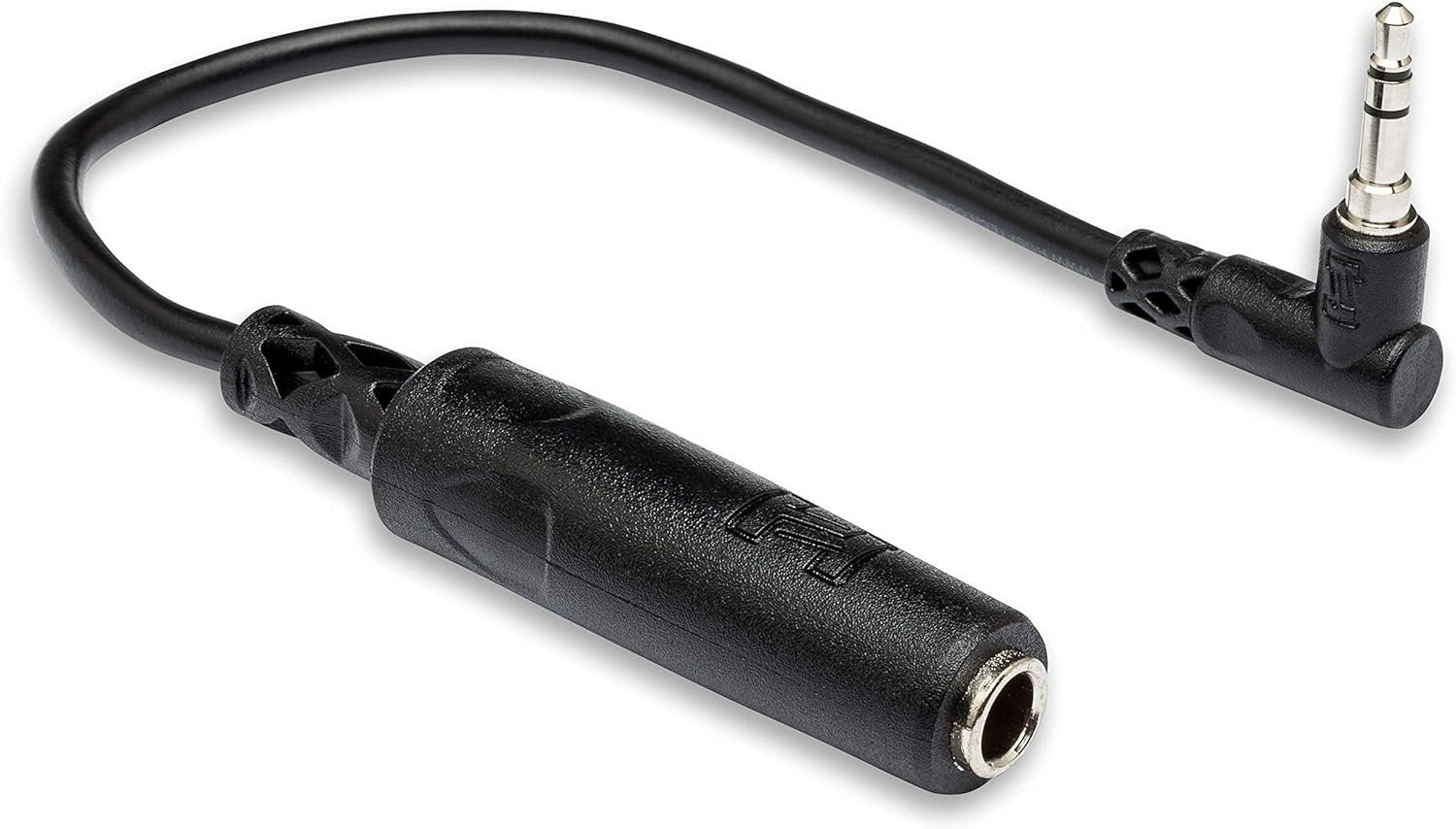 Hosa MHE-100.5 1/4" TRS to Right Angle 3.5 mm TRS Headphone Adaptor Cable, 6 Inch