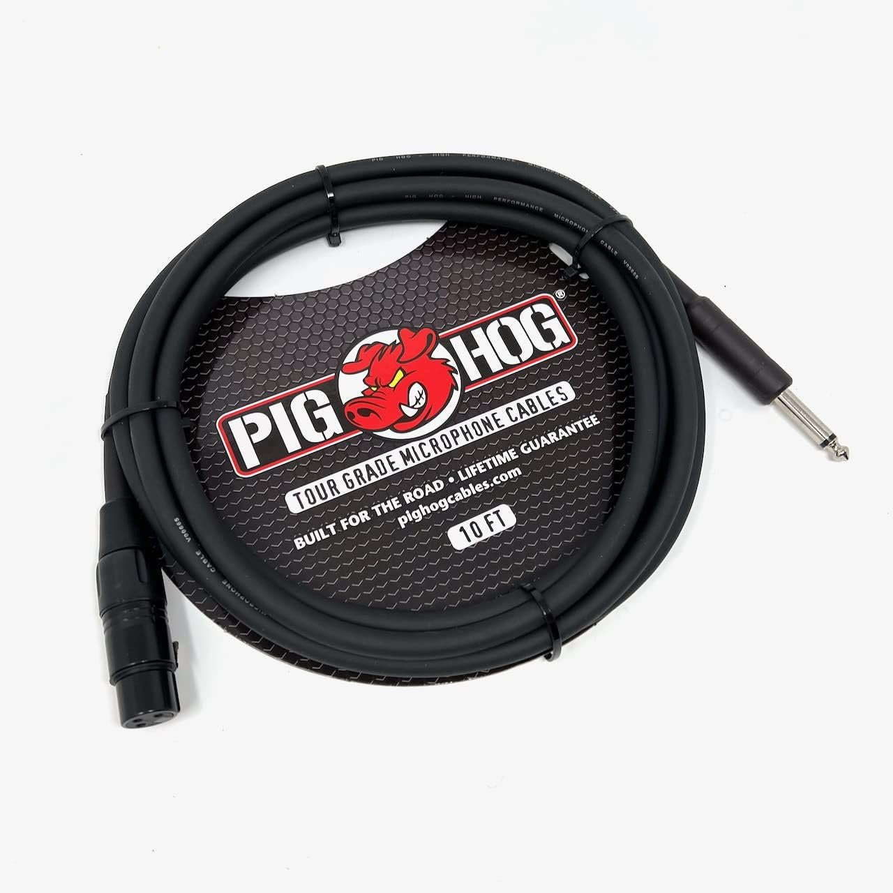 Pig Hog PHM10Z Tour Grade High Performance Hi-Z Microphone Cable 10-Feet Heat Shrink Protected XLR and 1/4" Connectors 8mm High Quality PVC Outer Covering Build for The Road