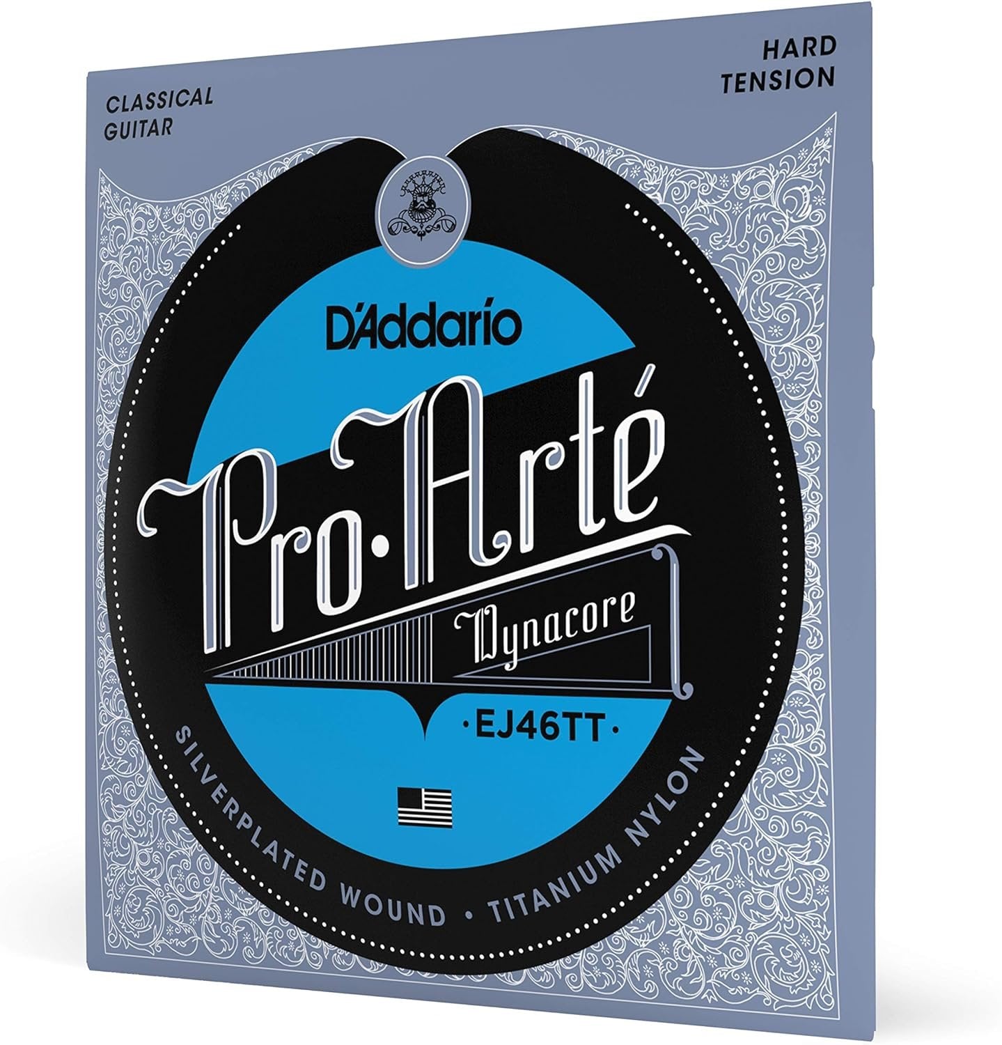 D'Addario Guitar Strings - Pro-Arte Classical Guitar Strings - EJ46TT Dynacore - Silver Plated Wrap, Composite Dynacore, Titanium Nylon Trebles - Hard Tension, 1-Pack