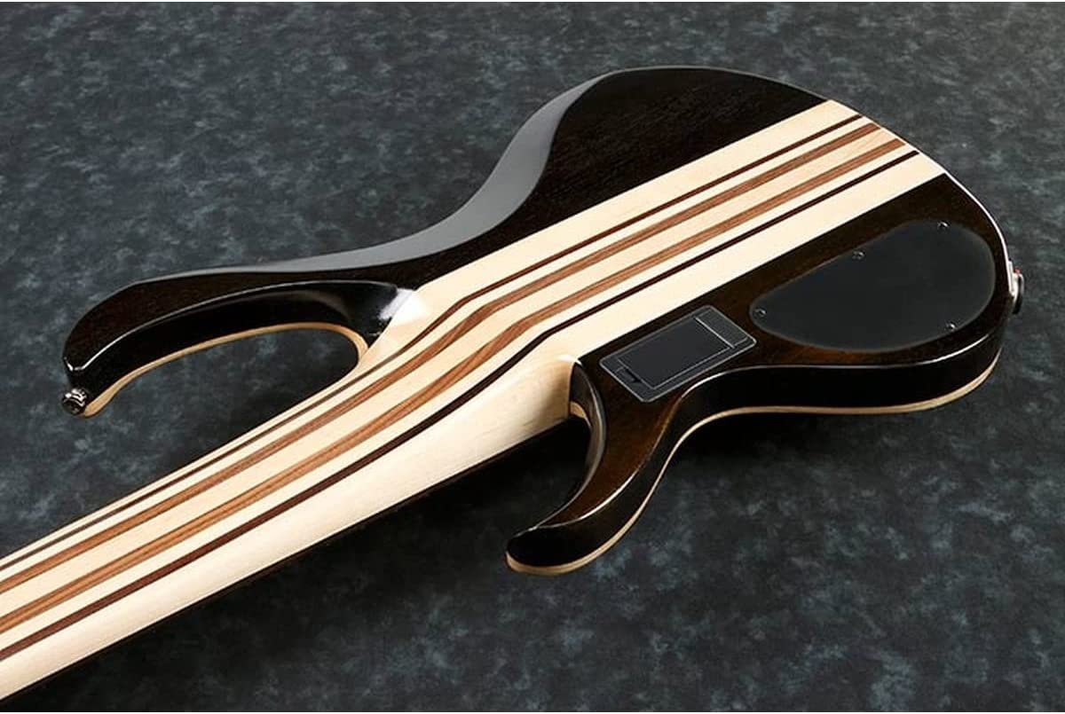 Ibanez BTB747 7 string Electric Bass Guitar with Mahogany-backed Ash Wings, Walnut Top2 Humbucking Pickups and 3-band Active EQ - Natural Flat Low Gloss