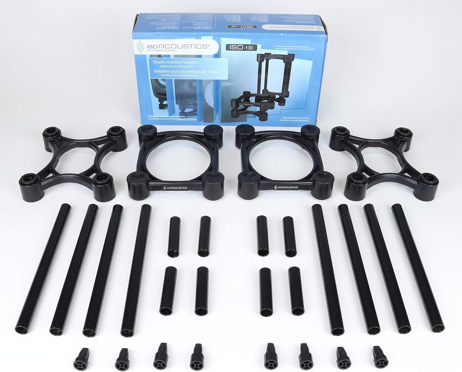 IsoAcoustics Iso-Stand Series Speaker Isolation Stands with Height & Tilt Adjustment: Iso-130 (5.1" x 6”) Pair