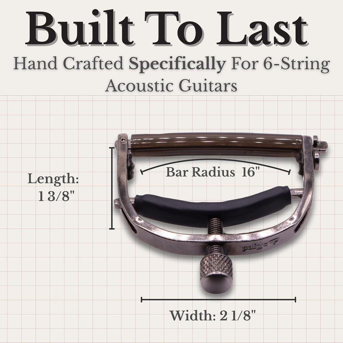 Paige 6-String Acoustic Guitar Capo, Smokey Black Finish