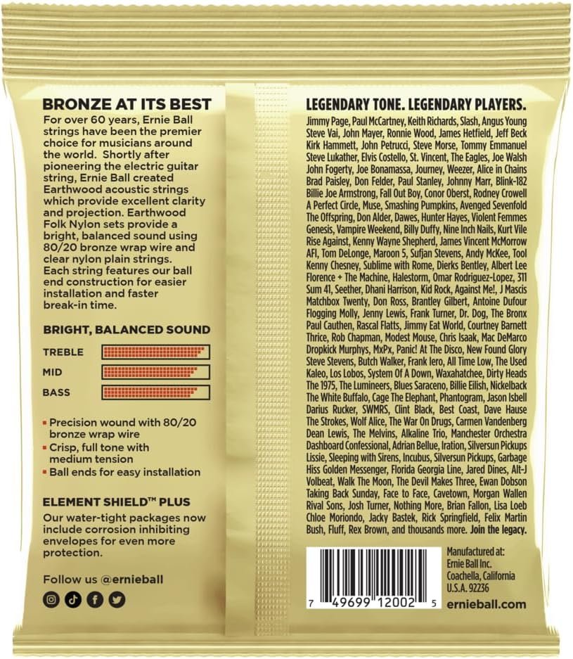Ernie Ball Earthwood Medium 80/20 Bronze Acoustic Guitar Strings, 13-56 Gauge (P02002)'-Single Pack