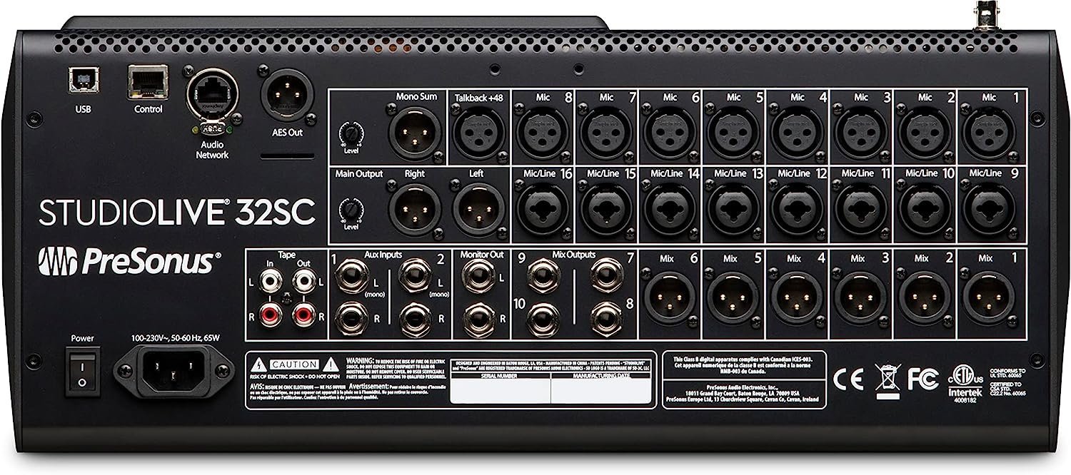 PreSonus StudioLive 32SC Compact 32-channel/26-bus digital mixer with AVB networking and dual-core FLEX DSP Engine