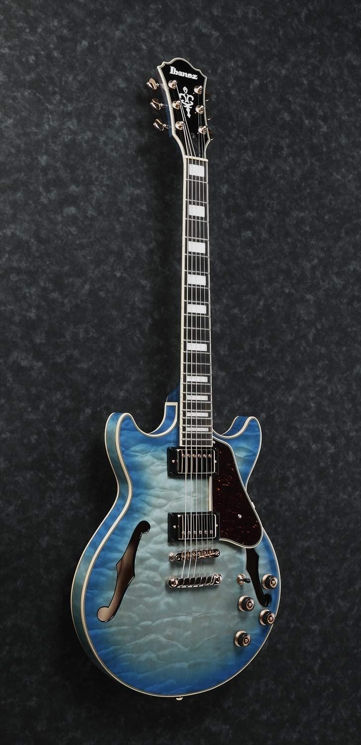 Ibanez AM93QM Artcore Expressionist Semi-Hollow Body Jet Blue Burst