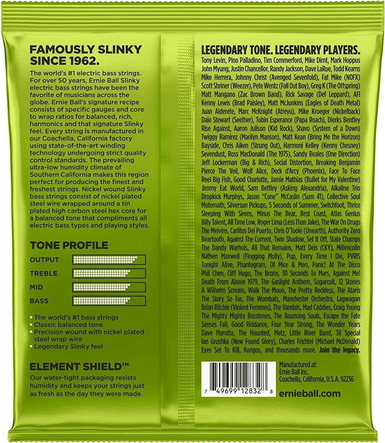 Ernie Ball Regular Slinky Nickel Wound Bass Guitar Strings, 50-105 Gauge (P02832)