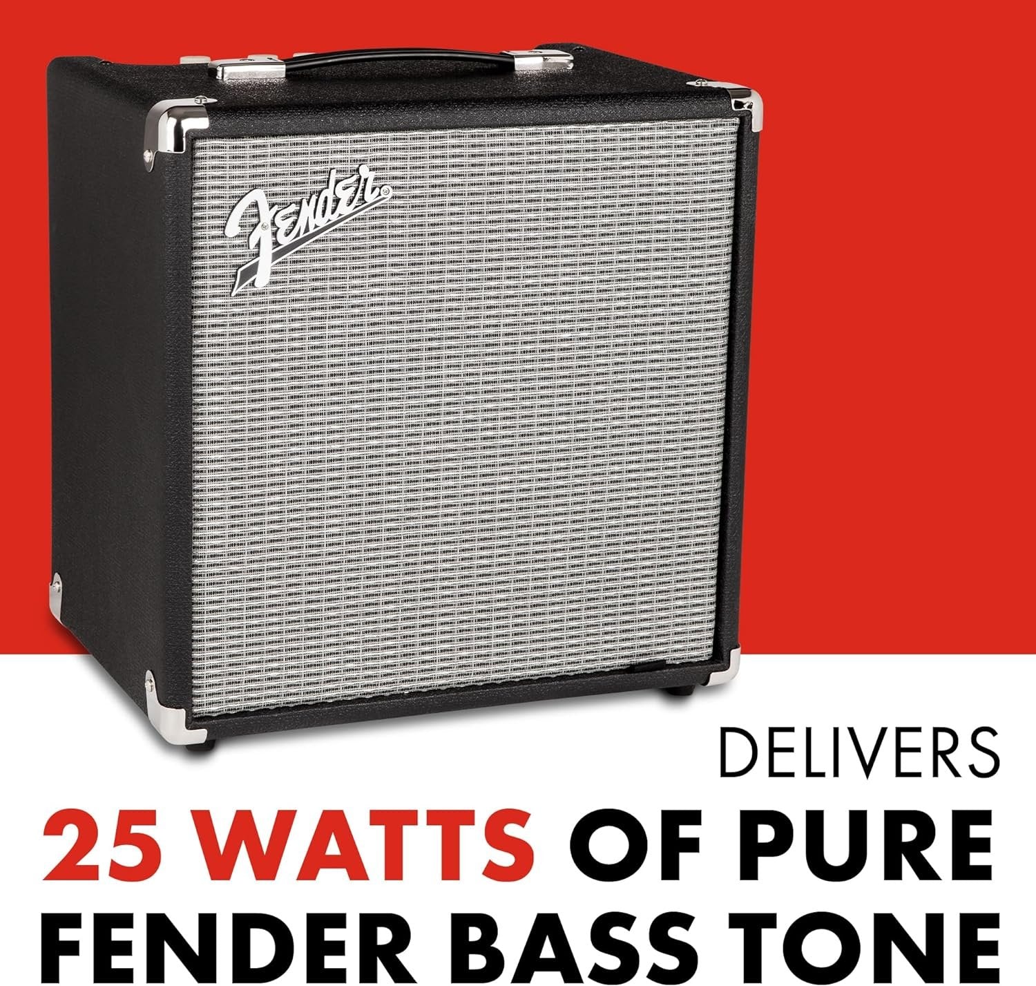 Fender Rumble 25 V3 Bass Amp for Bass Guitar, Bass Combo, 25 Watts, with 2-Year Warranty 8 Inch Speaker, with Overdrive Circuit and Mid-Scoop Contour Switch