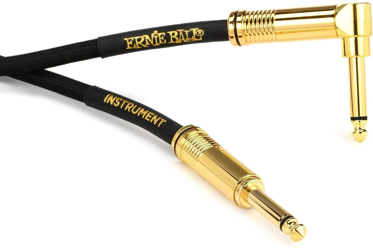 Ernie Ball Braided Instrument Cable, Straight/Angle, 18ft, Black (P06086)