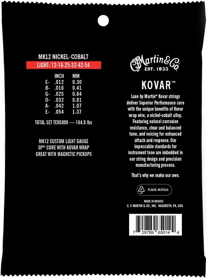 Luxe by Martin Kovar Acoustic Guitar Strings, Light Nickel-Cobalt Alloy