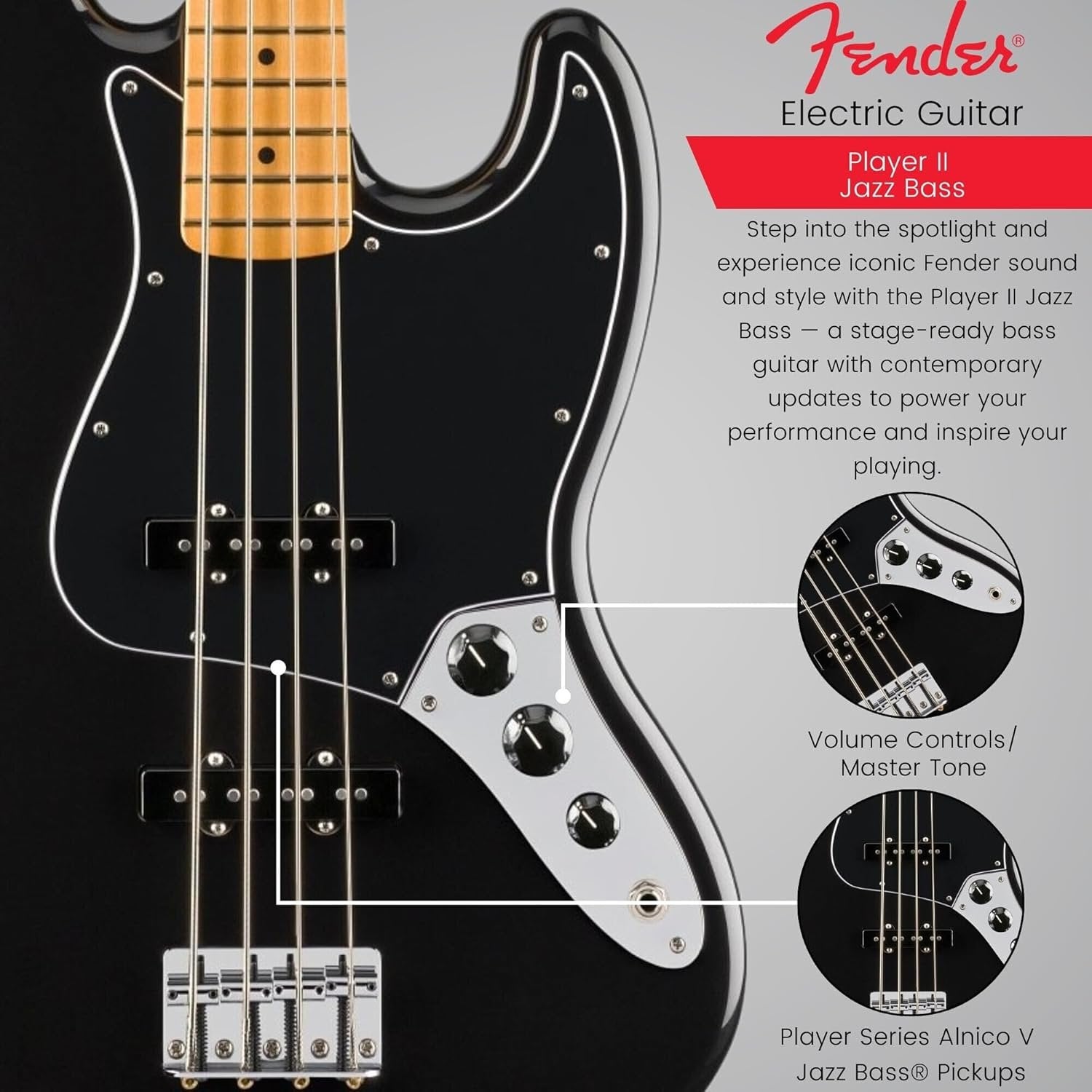 Fender Player II Jazz Bass - Black with Maple Fingerboard