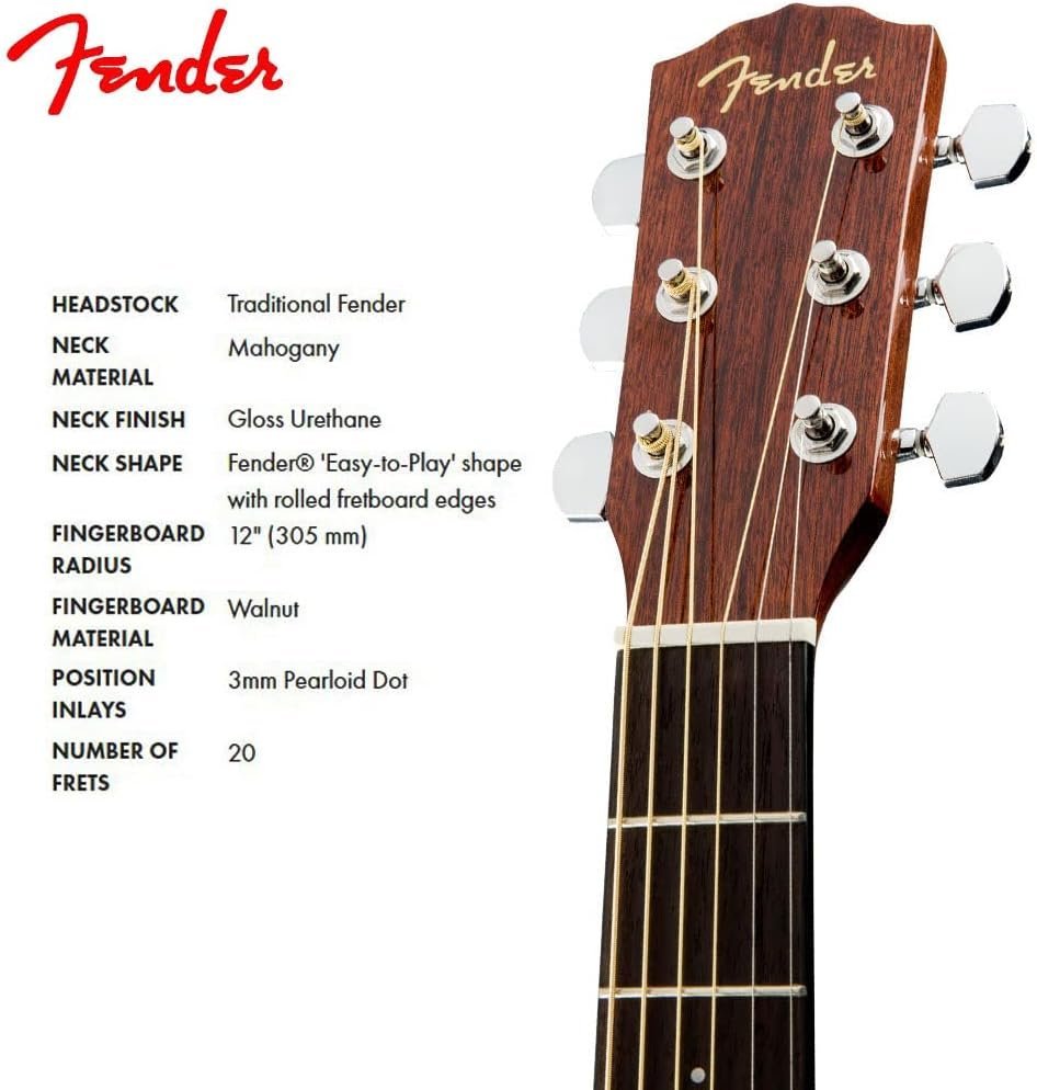 Fender CD-60S Left Handed Acoustic Guitar - Dreadnought Body - Natural