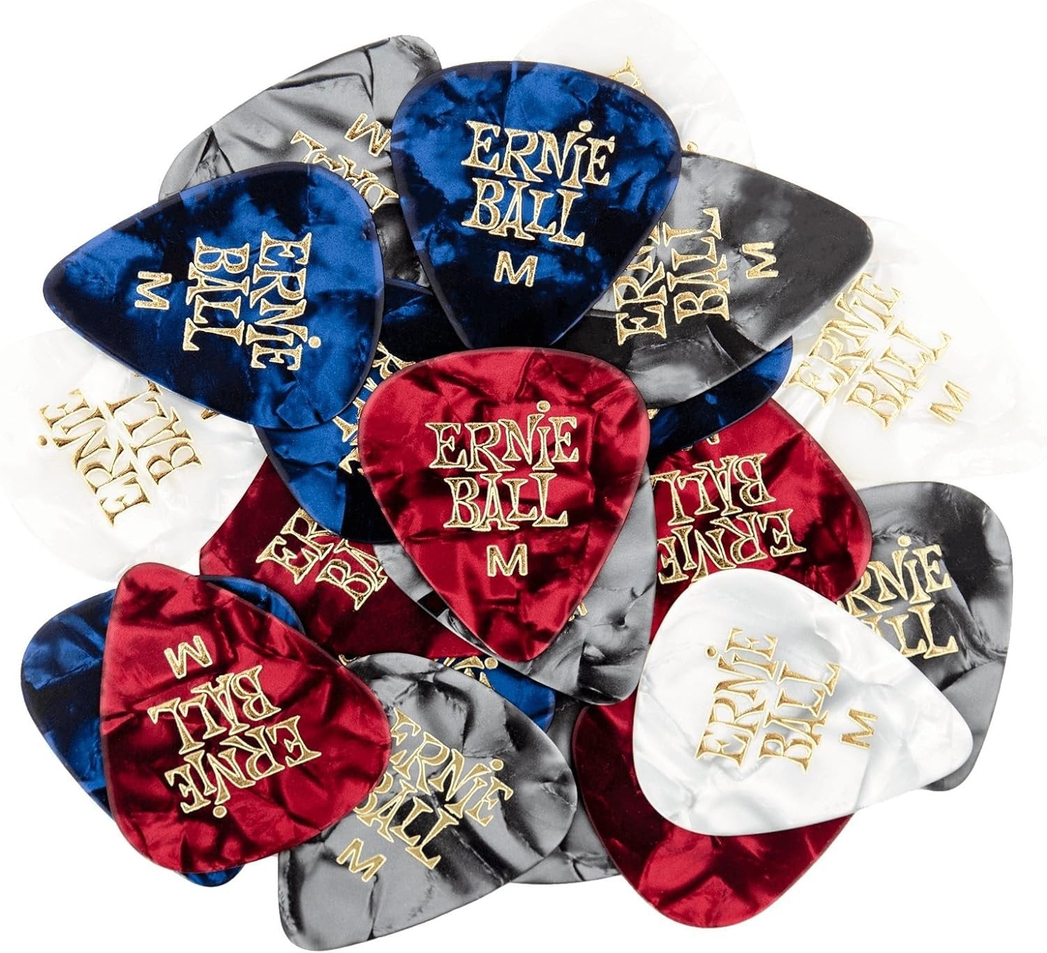 Ernie Ball Guitar Picks, Medium, Assorted Perloid, 144-pack (P09119)
