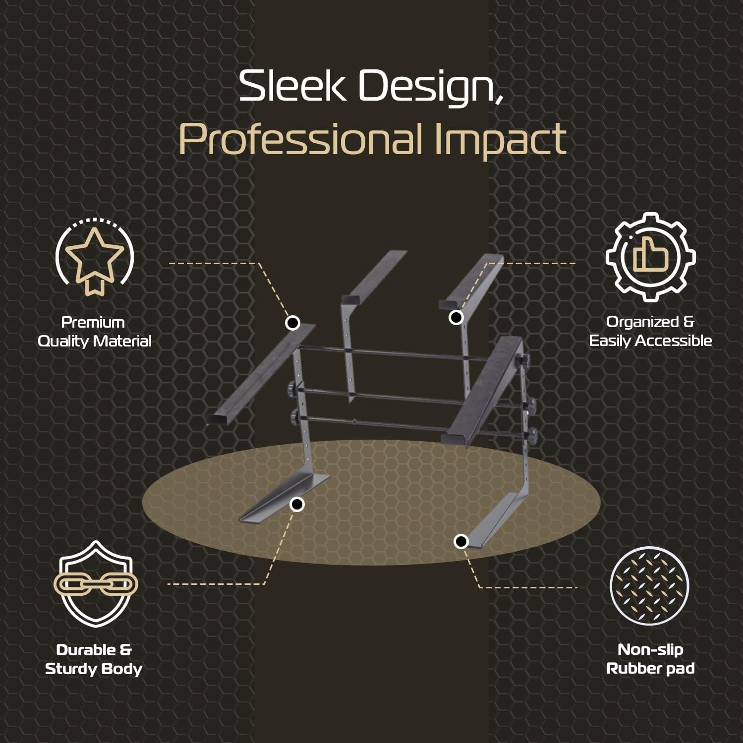 Headliner Covina Portable Dual DJ Controller Stand; Adjustable and Durable DJ Stand for Controller and Laptop; Perfect for your DJ Rig at Home, in the Club or on the Road (HL20003)