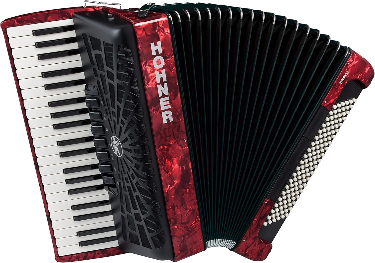 Hohner Bravo III 120 Chromatic Piano Key Accordion - Pearl Red