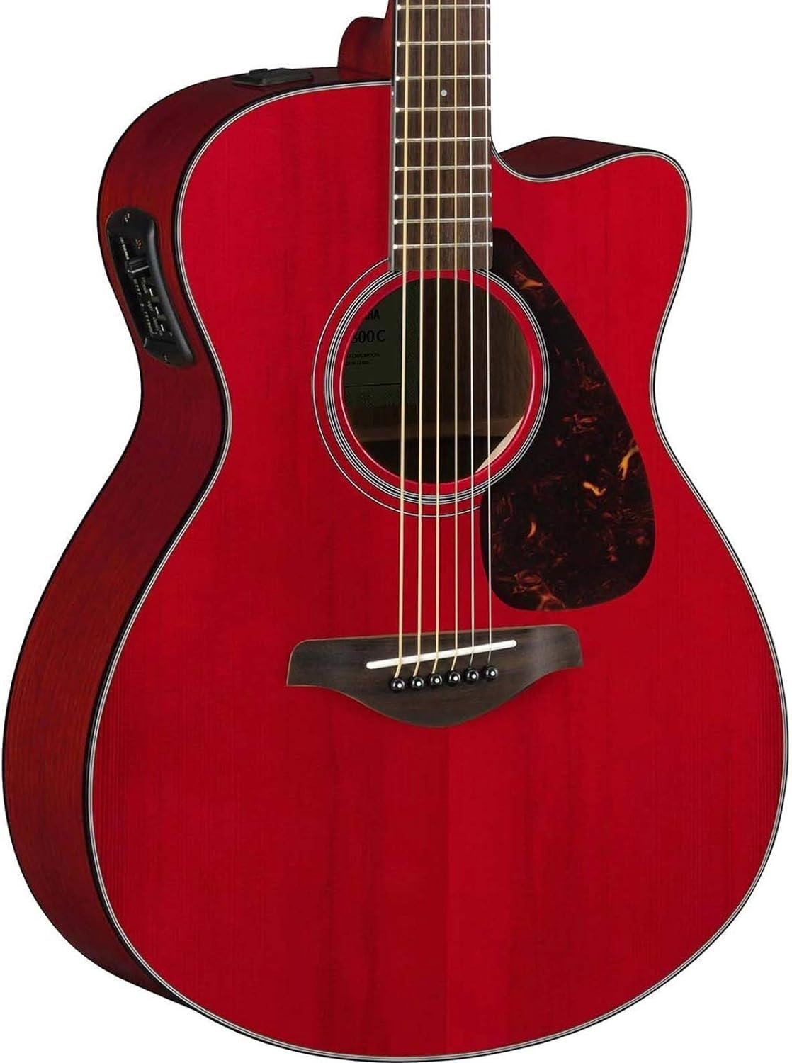 Yamaha FSX800C Small Body Solid Top Cutaway Acoustic-Electric Guitar, Ruby Red