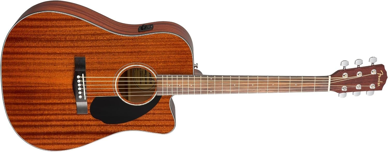 Fender CD-60SCE All-Mahogany Dreadnought Cutaway Acoustic Electric Guitar, with 2-Year Warranty, Fishman Pickup and Preamp System, Natural