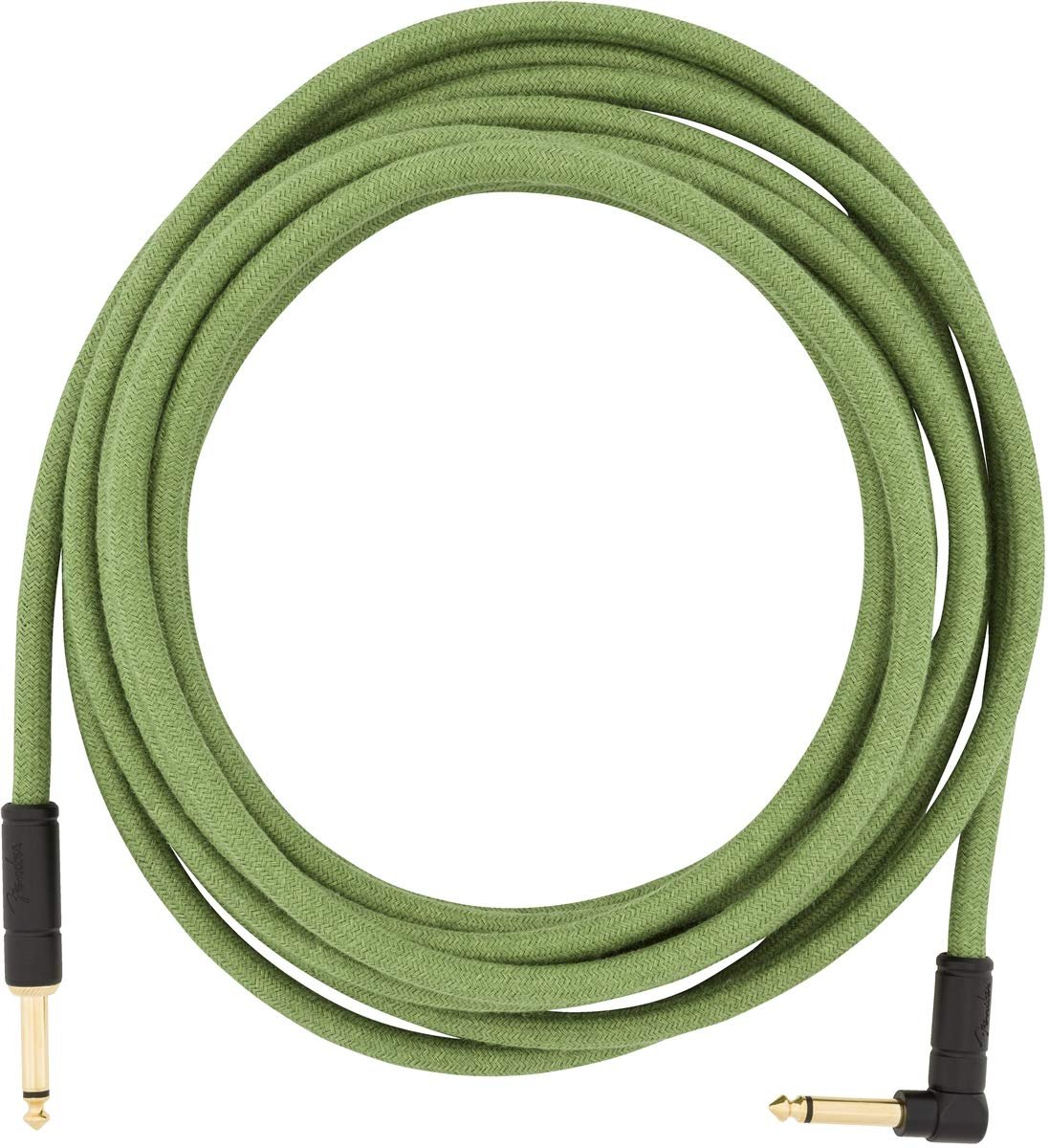 Fender Festival Hemp Instrument Cable, Straight/Angle, Green, 18.6ft