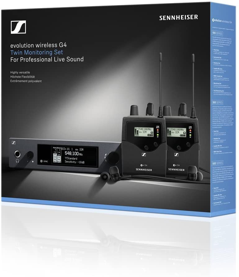 Sennheiser Pro Audio Sennheiser ew IEM G4-Twin-G in Ear Monitor System w/ 2 Belt Packs Range (566-608Mhz), Dual Beltpack