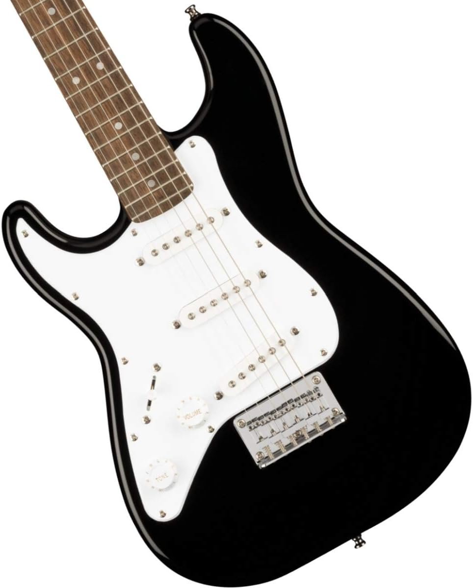Squier Mini Stratocaster Electric Guitar, with 2-Year Warranty, Black, Laurel Fingerboard, Left-Handed