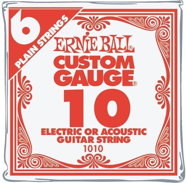 Ernie Ball Nickel Plain Single Guitar String .010 6-Pack