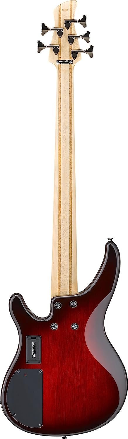 Yamaha TRBX605 5-String Flamed Maple Bass Guitar, Dark Redburst