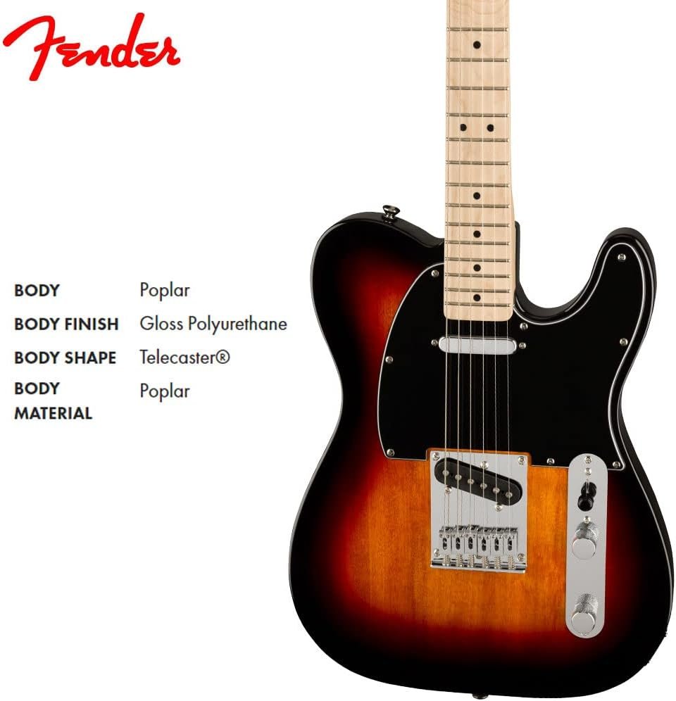 Squier Affinity Series Telecaster Electric Guitar, 3-Color Sunburst, Maple Fingerboard