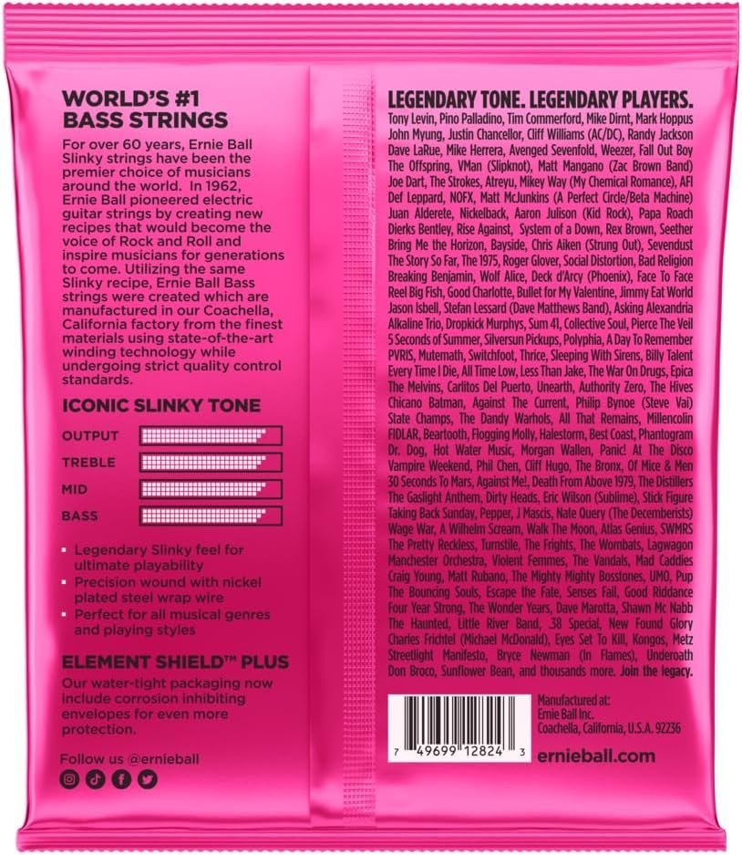 Ernie Ball 5-String Super Slinky Nickel Wound Bass Guitar Strings, 40-125 Gauge (P02824)