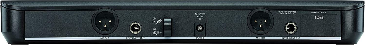 Shure BLX288/B58 Wireless Microphone System for Two Vocalists with BLX88 Dual Channel Receiver and 2X BLX2 Handheld Transmitters with BETA 58A Mic Capsules Optimized for Lead Vocals - H10 Band