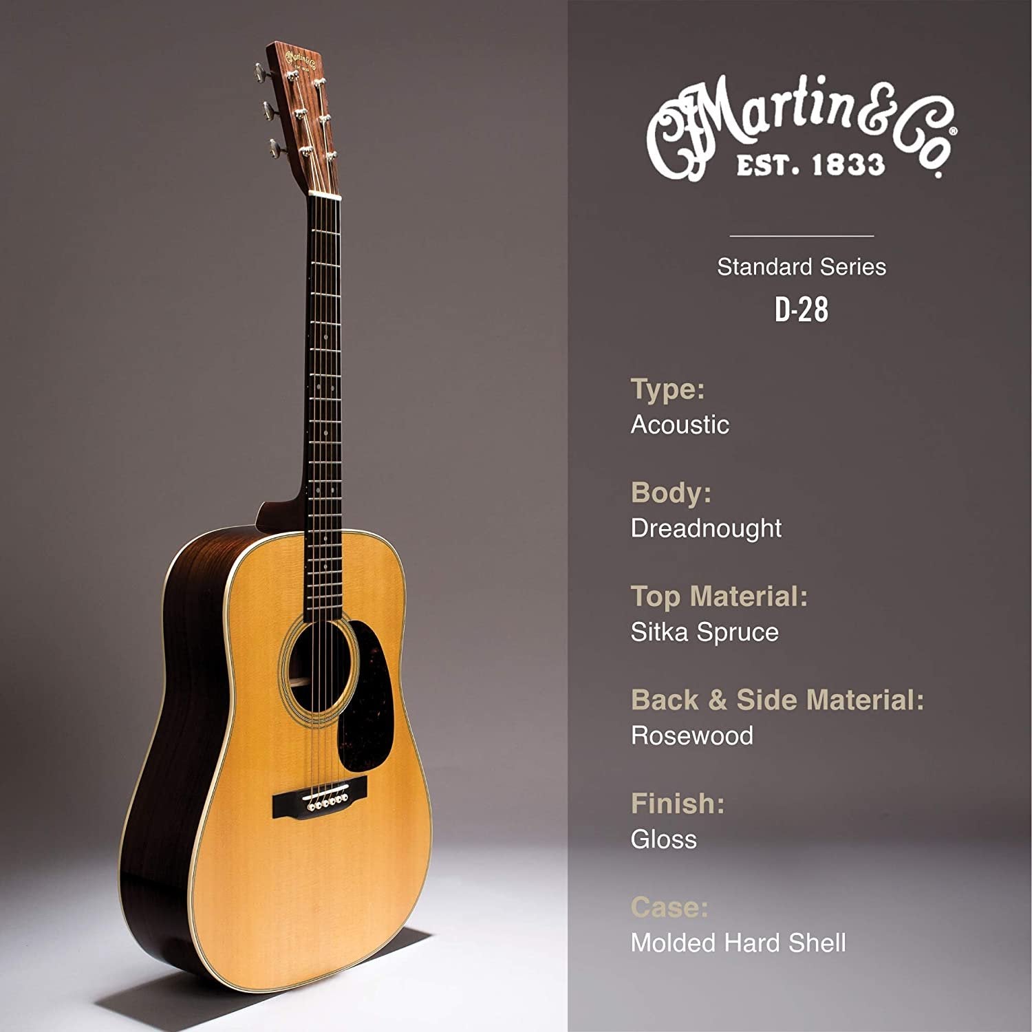 Martin D-28 Standard Dreadnought Acoustic Guitar Natural