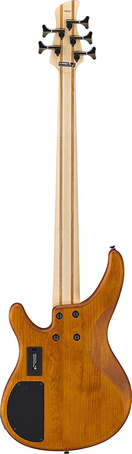 Yamaha TRBX605 5-String Flamed Maple Bass Guitar, Matte Amber