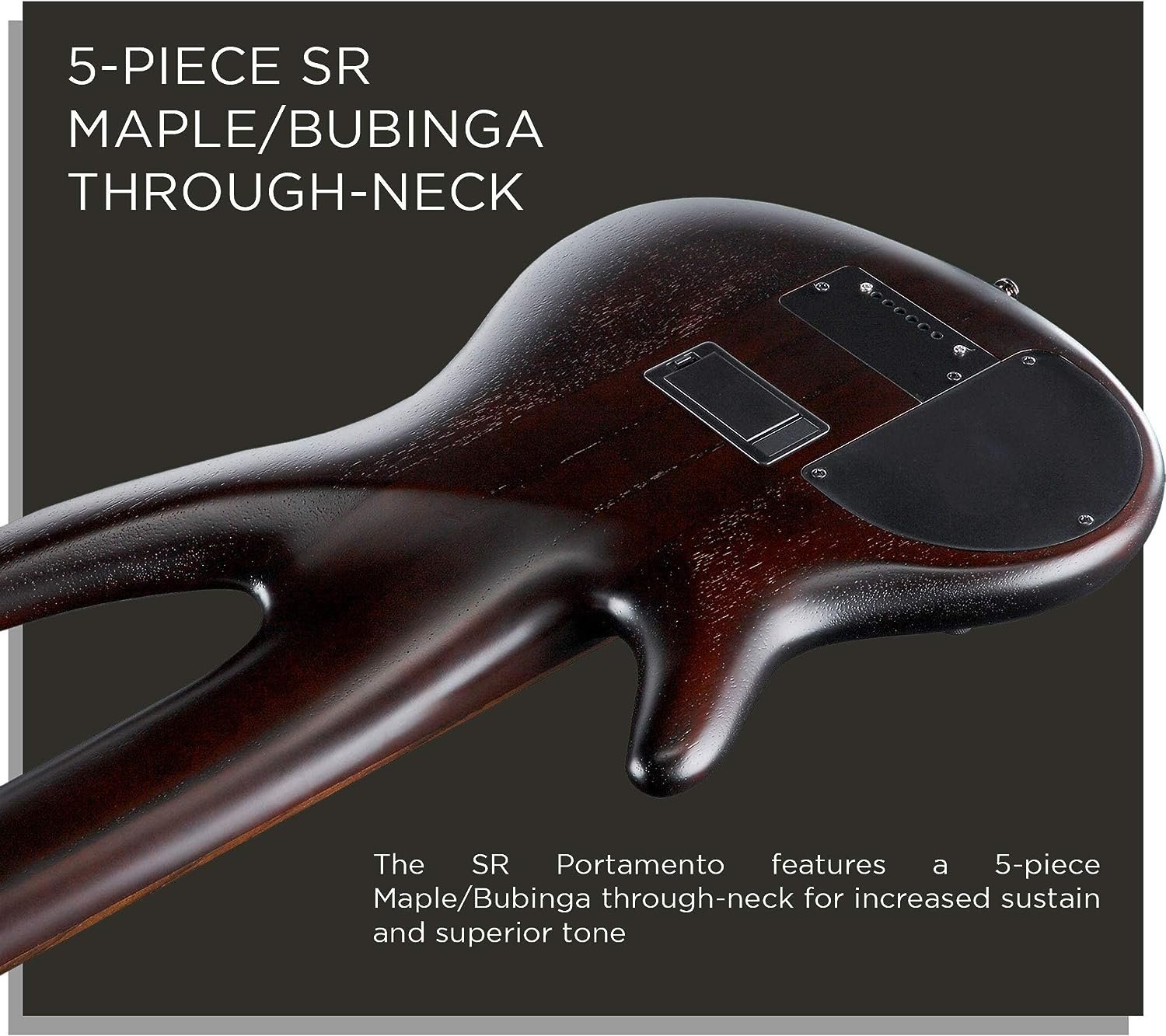 Ibanez SRF706 6-String Fretless Electric Bass Guitar Flat Brown Burst