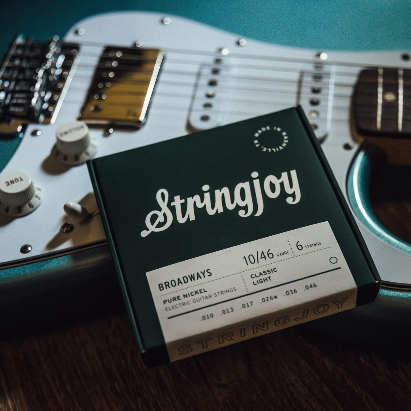 Stringjoy BR1046 Broadways Pure Nickel Electric Guitar Strings (Classic Light Gauge, 10-46)