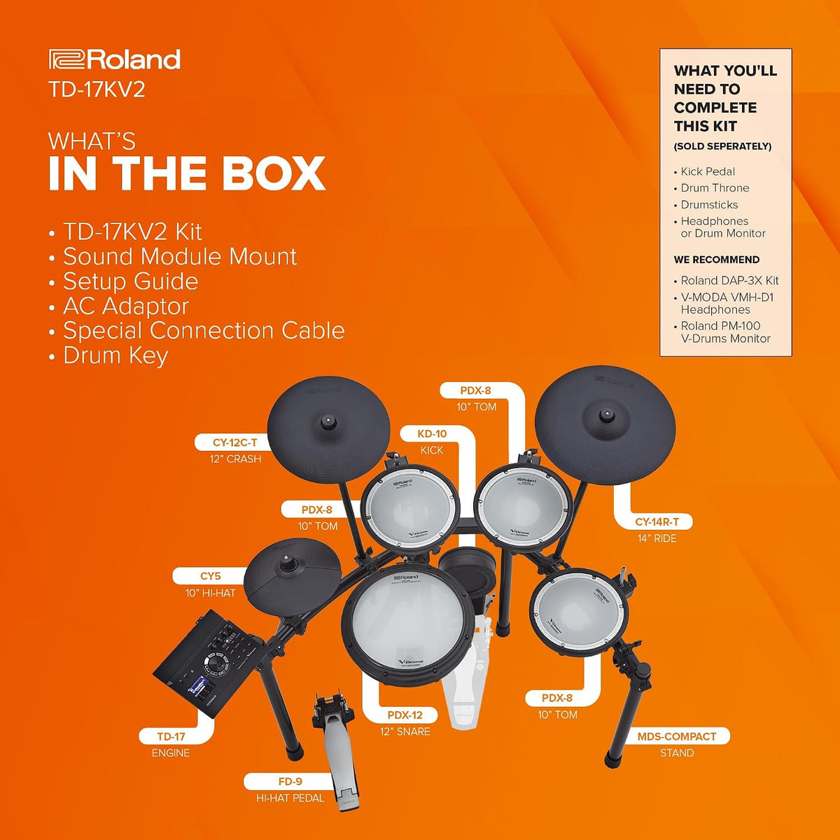 Roland TD-17KV2 V-Drums Quiet 5-Piece Electronic Drum Kit