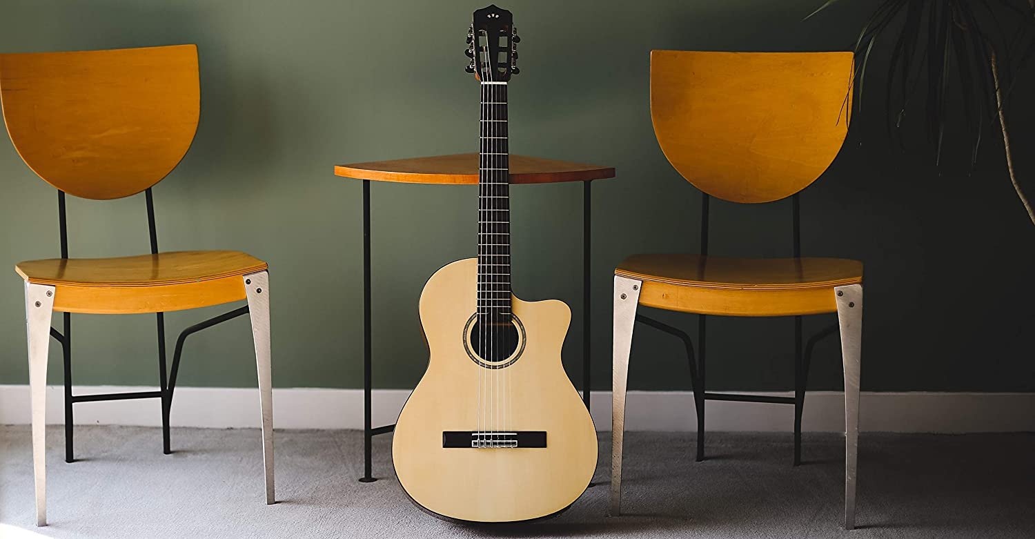 Cordoba Fusion 5 Acoustic-Electric Cutaway Nylon String Guitar, Natural, Fusion Series