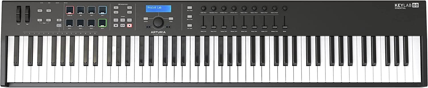 Arturia KeyLab Essential 88 - 88-Key Semi Weighted USB MIDI Keyboard Controller (Black)