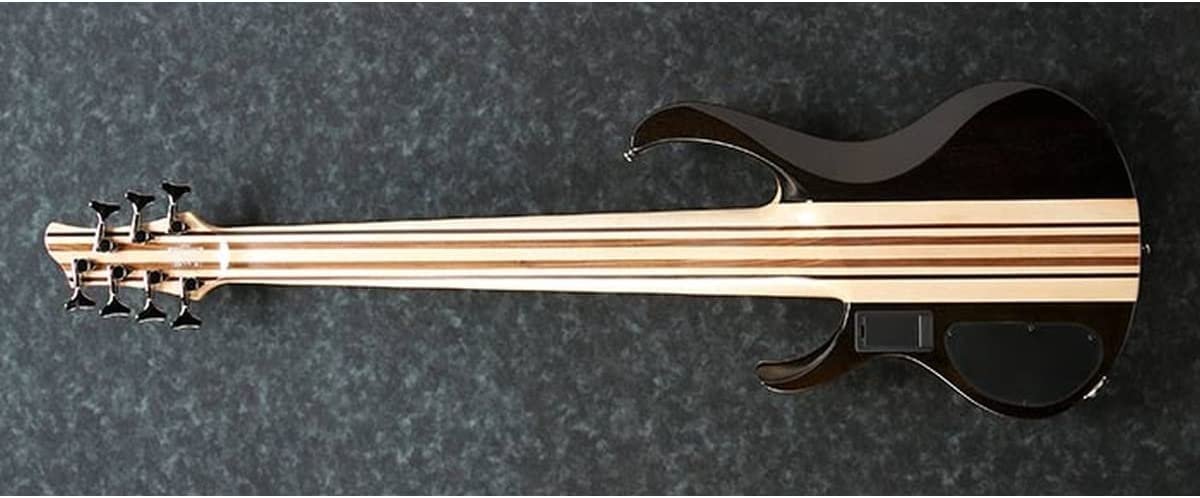 Ibanez BTB747 7 string Electric Bass Guitar with Mahogany-backed Ash Wings, Walnut Top2 Humbucking Pickups and 3-band Active EQ - Natural Flat Low Gloss