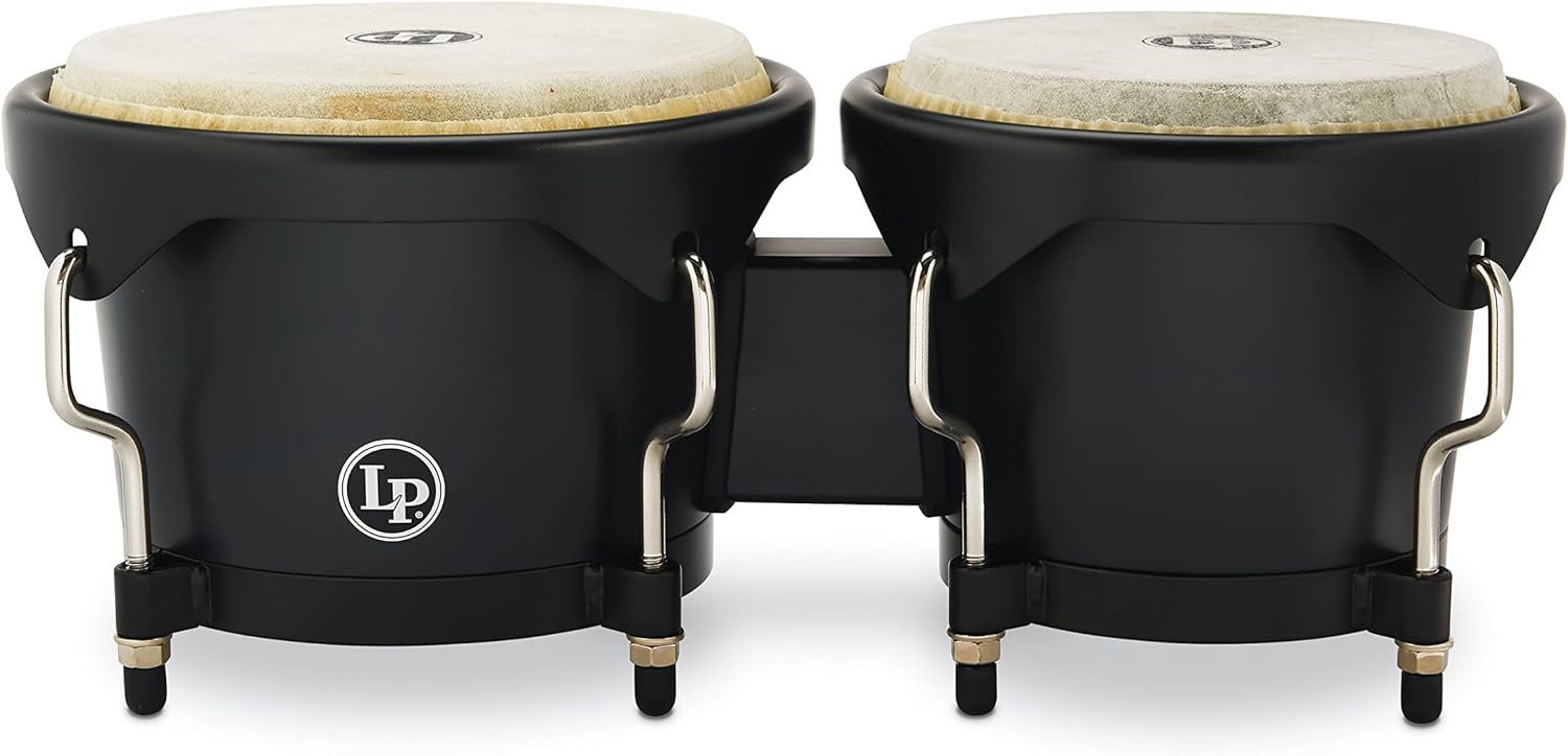 Latin Percussion Discovery Series 6-1/4-inch and 7 1/4-inch Bongo with Free Carrying Bag Drum, Onyx, (LP601D-OX-K)