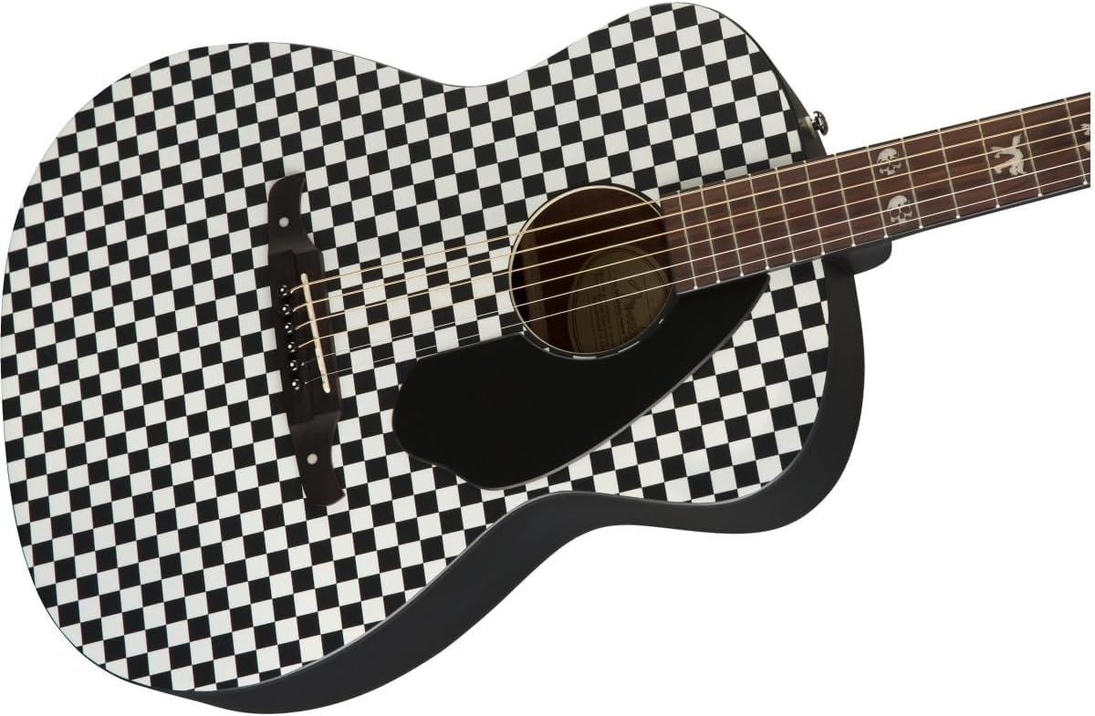 Fender Tim Armstrong Hellcat Concert Acoustic Guitar, Checkerboard, Walnut Fingerboard