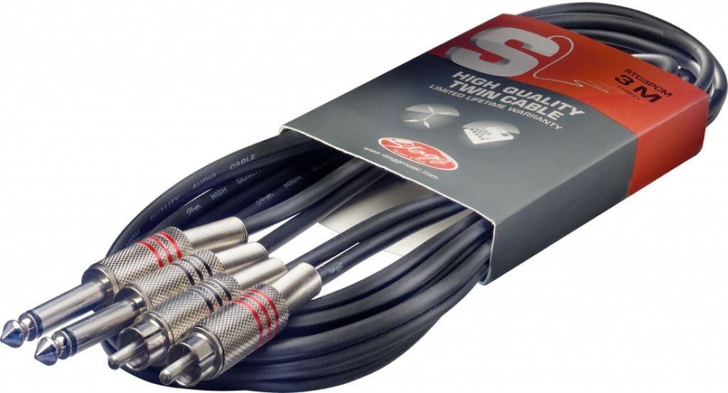 Stagg RCA to Quarter Inch Twin Cable - STC060PCM