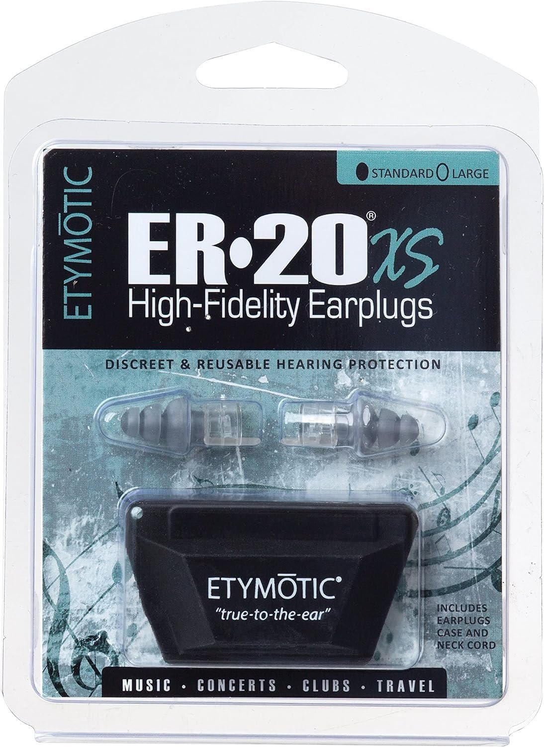 Etymotic Research ER20XS High-Fidelity Earplugs (Concerts, Musicians, Airplanes, Motorcycles, Sensitivity and Universal Hearing Protection) - Standard, Clear Stem/Frost Tips (4 Piece Set)