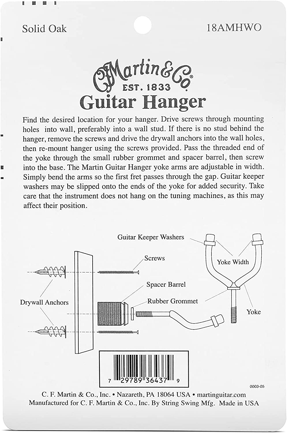 Martin Guitar Hanger Wall Mount