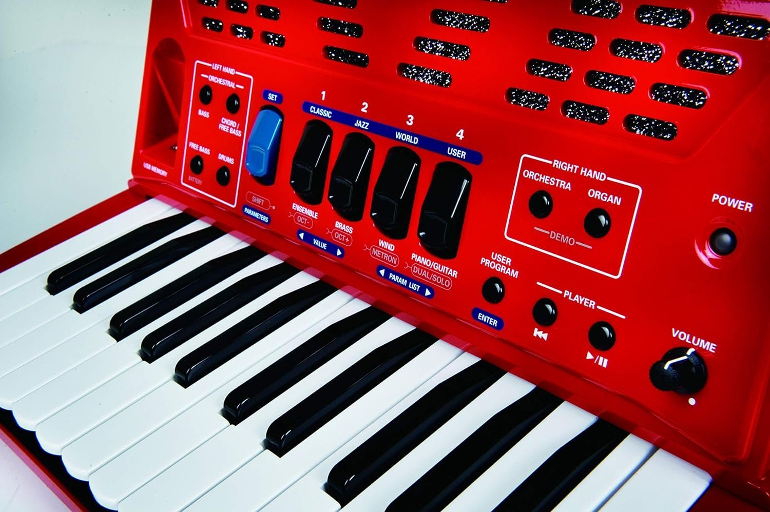 Roland FR-1X Premium V-Accordion Lite with 26 Piano Keys and Speakers, Red