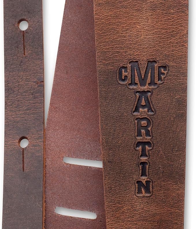 Martin Vintage Leather Guitar Strap – Brown | Lightweight 100% Leather Strap with C. F. Martin Logo