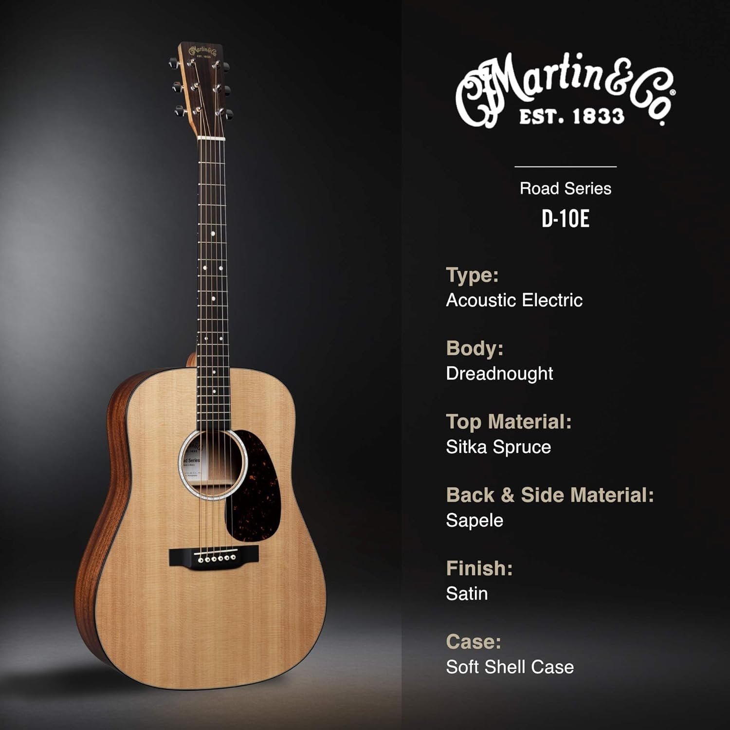 Martin D-10E Road Series - Natural Sitka Spruce