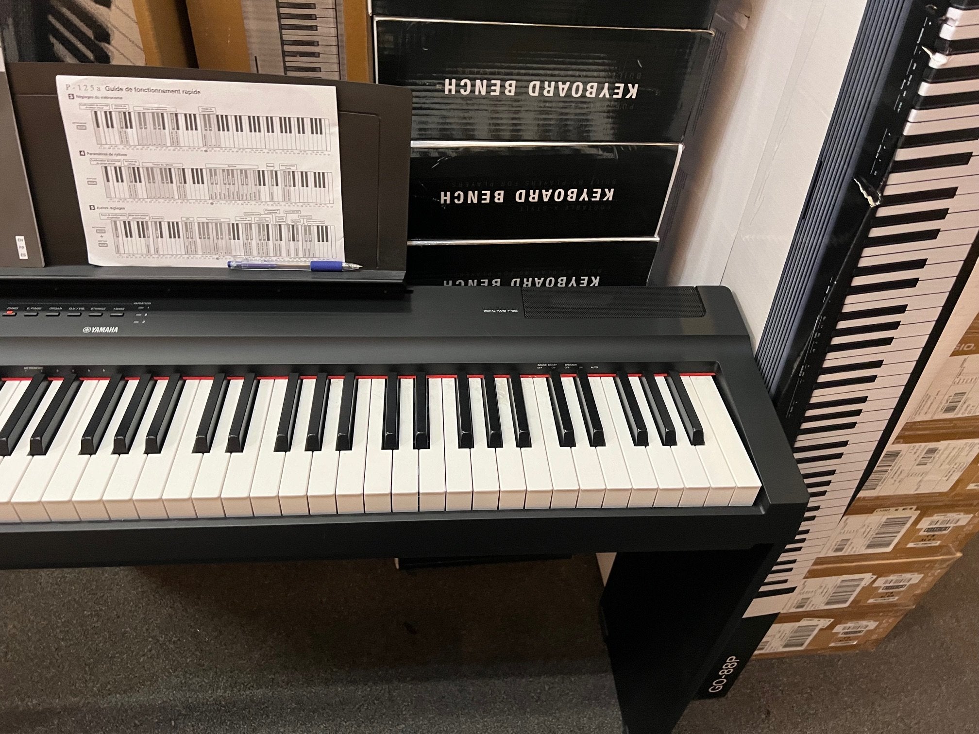 Yamaha P125 88-Key Weighted Action Digital Piano with Power Supply