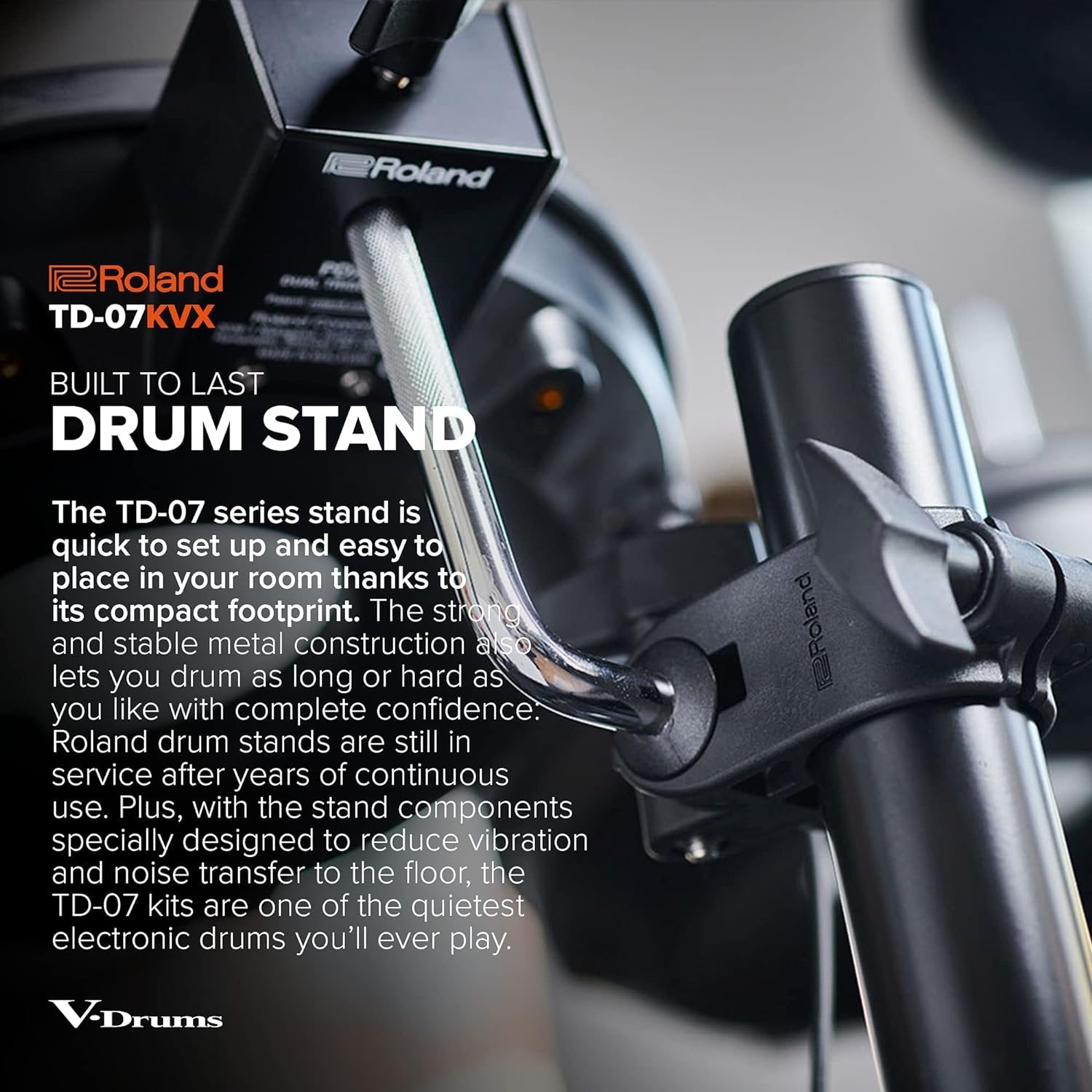 Roland TD-07KVX Electronic V-Drums Kit – with VH-10 Floating Hi-Hat and Best-Ever Cymbals – Bluetooth Audio & MIDI – 40 Free Melodics Lessons,Black