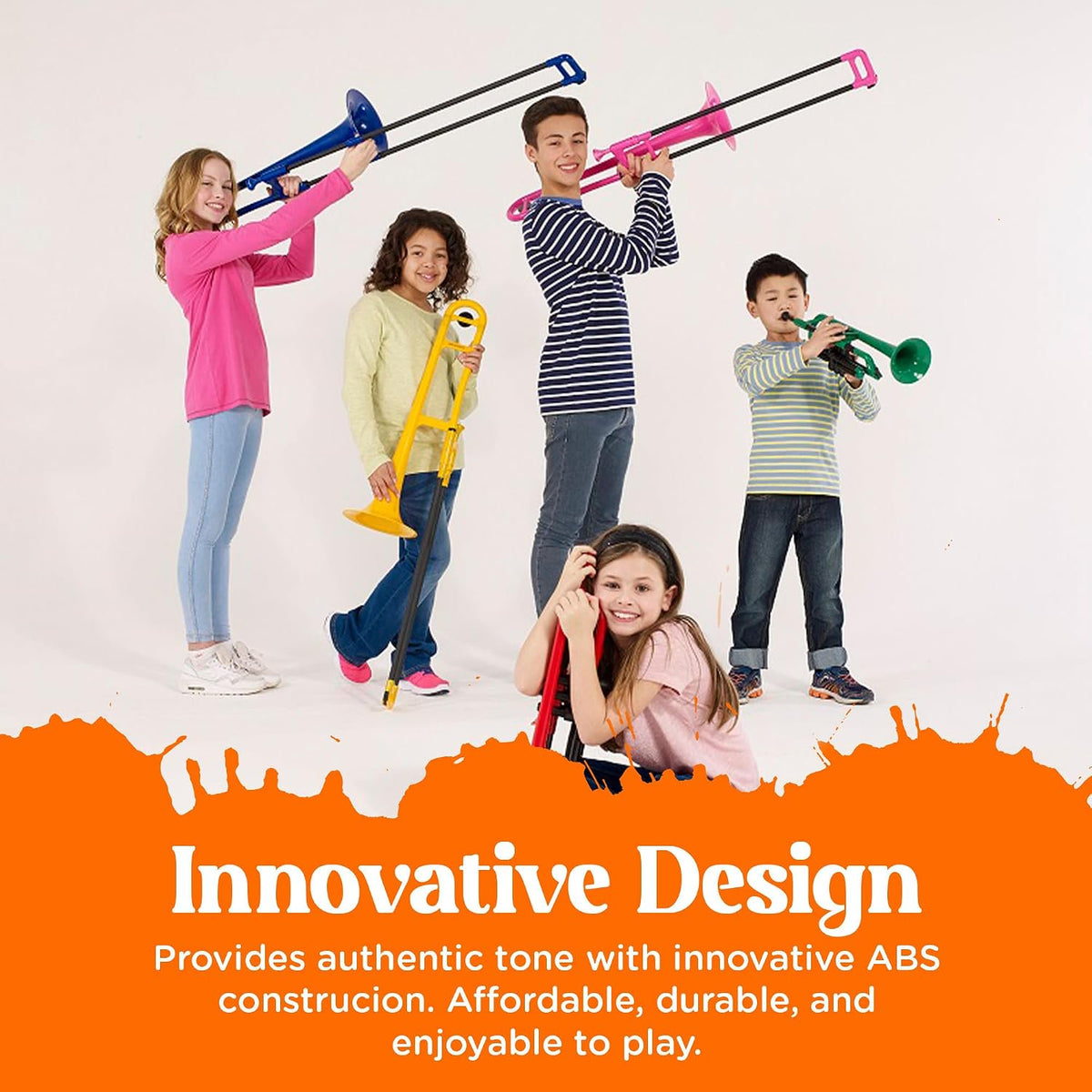 pBone Bb Plastic Trombone - Lightweight pInstruments Design with Ergonomic Grip - Carrying Bag - Authentic Bb Sound for Students & Beginners - Durable ABS - Red
