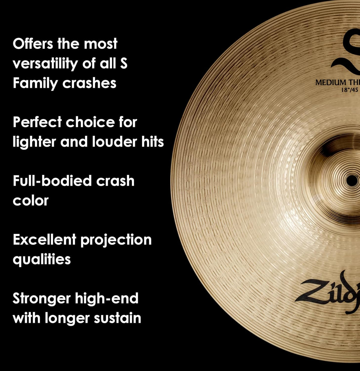 Zildjian S18MTC 18" S Medium Thin Crash Cymbal